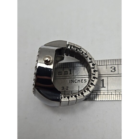 Bozhi Womens Ring Watch Silver Rhinestone Bezel Quartz New Battery Stretch Band main image 6